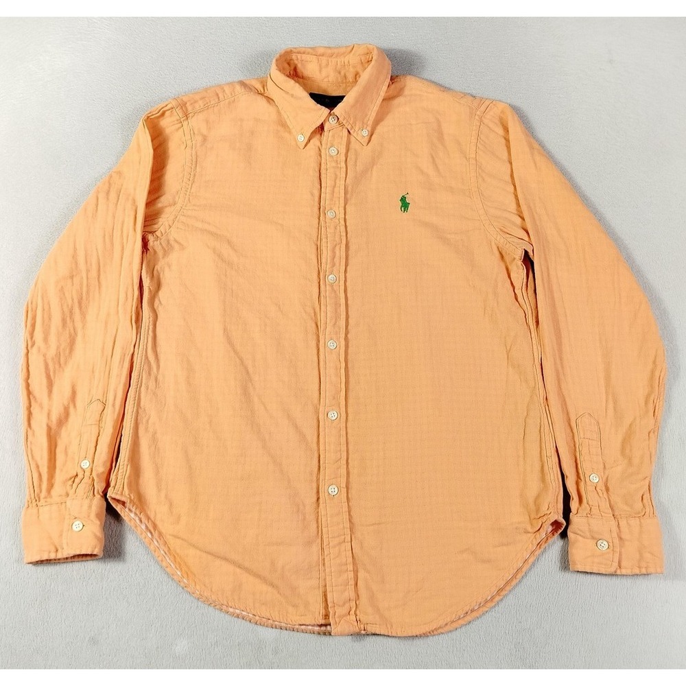 Ralph Lauren Shirt Mens Medium Orange Long Sleeve Button Down Pony Logo Casual